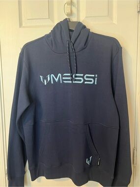 Messi Logo Navy Pullover Hoodie - Men's